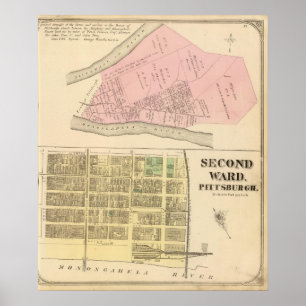 Ward 2 von Pittsburgh, Pennsyvania 1784 Karte Poster