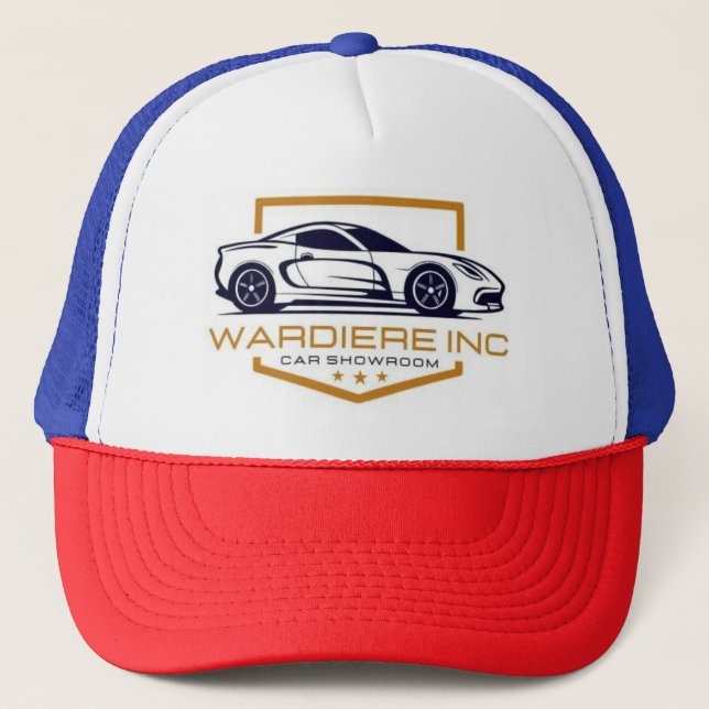 "Wardiere Inc Auto Showroom Logo Cap - Erhöhen Sie Truckerkappe (Vorderseite)