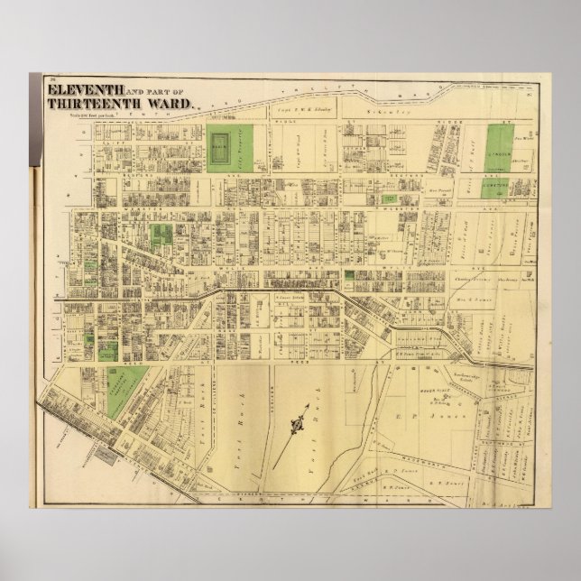 Wards 11, 13 of Pittsburgh, Pennsyvania Poster (Vorne)
