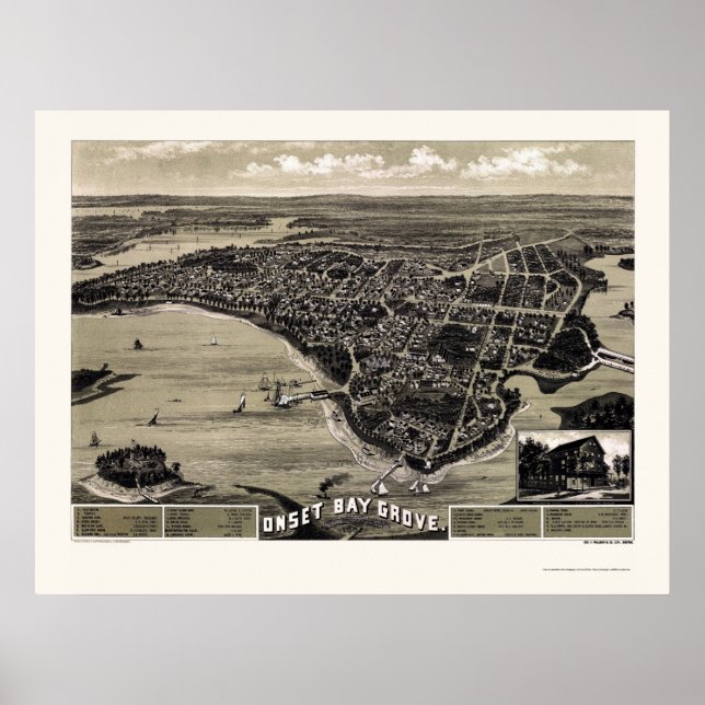 Wareham, MA Panoramic Map - 1885 Poster (Vorne)