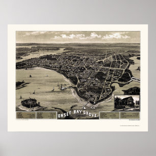 Wareham, panoramische Karte MAs - 1885 Poster