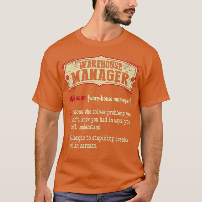 Warehouse Manager Wörterbuch Sarcastic T-Shirt (Vorderseite)