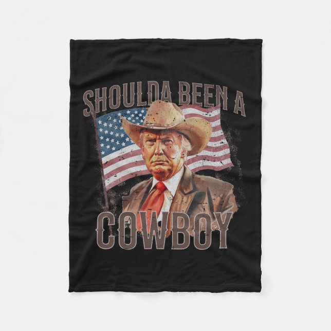 waren Cowboy Trump 2024 4. Juli US-Flagge Fleecedecke (Vorderseite)