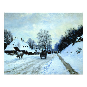 Warenkorb auf der schneebedeckten Straße mit der F Fotodruck
