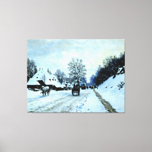 Warenkorb auf der schneebedeckten Straße mit der F Leinwanddruck