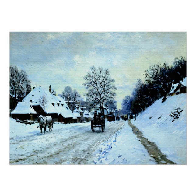 Warenkorb auf der schneebedeckten Straße mit der F Poster (Vorderseite)