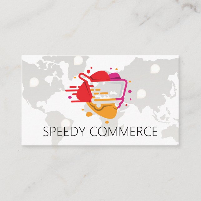 Warenkorb | E-Commerce-Logo | Weltweit Visitenkarte (Vorderseite)