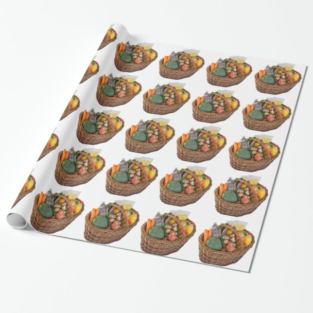 Warenkorb mit Lebensmitteln Obst und Gemüse Geschenkpapier (Ungerollt)