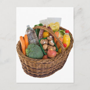 Warenkorb mit Lebensmitteln Obst und Gemüse Postkarte