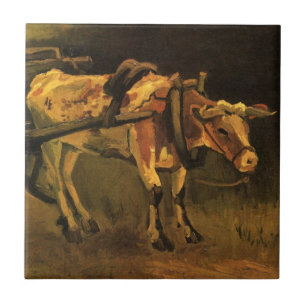 Warenkorb mit Rot und Weiß Ox von Vincent van Gogh Fliese