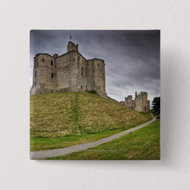 Warkworth Schloss in Northumberland, England Button (Vorderseite)