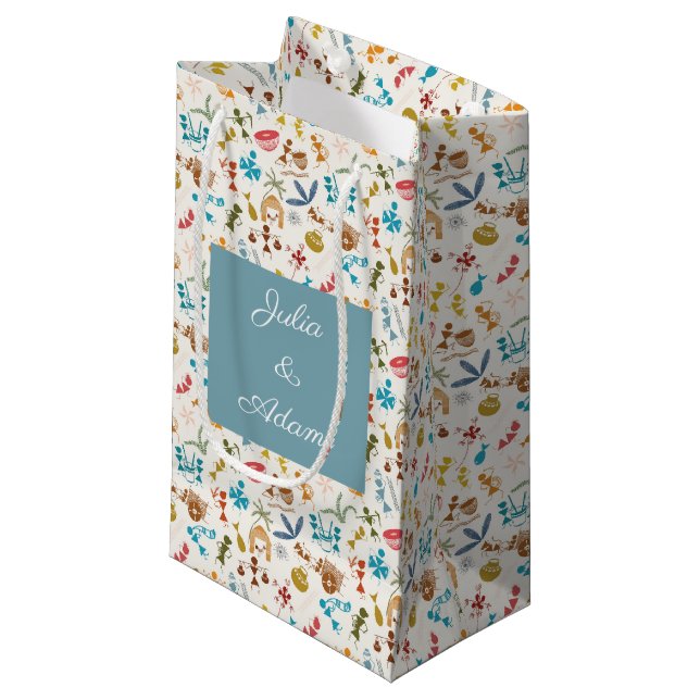 Warli Fest-Geschenktasche Kleine Geschenktüte (Vorderseite Schrägansicht)