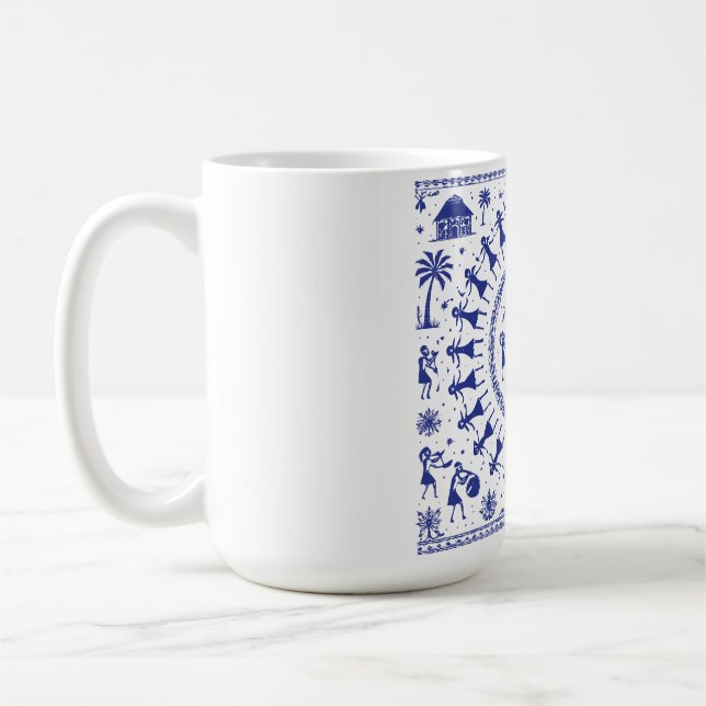 Warli-Kunst Indische Stammesillustration Kaffeetasse (Links)