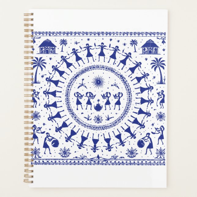 Warli-Kunst Indische Stammesillustration Planer (Vorderseite)