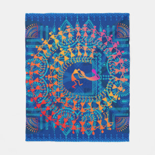 Warli-Malerei - handgezeichnete traditionelle die  Fleecedecke