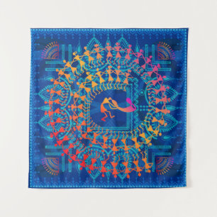 Warli-Malerei - handgezeichnete traditionelle die Wandteppich