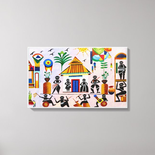 Warli Mauer Kunst Leinwanddruck (Vorderseite)