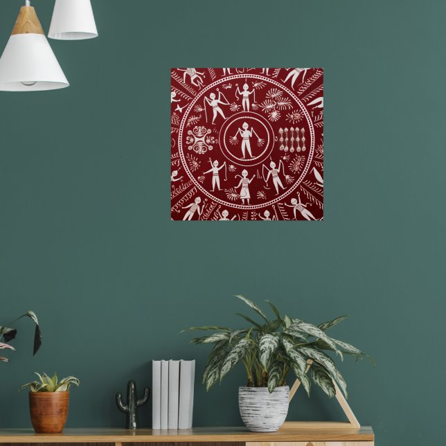 Warli Tribal Art Poster (Wohnzimmer 1)