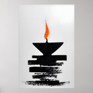 Warli-Volkskunst-Druck Stammes-Tanz mit orangener Poster