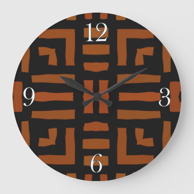 Warm African Tribal Artwork Große Wanduhr (Vorderseite)