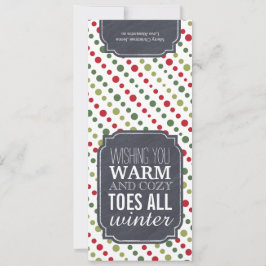 "Warm and Cozy Toes" - Gift tag for wrapping socks Feiertagskarte