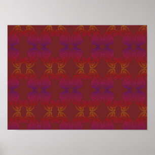 Warm and Rich Colors Paisley Pattern A3 Poster