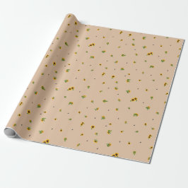Warm Apricot Japanese Sunflower Floral Pattern Geschenkpapier