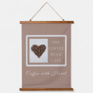 Warm Artisan Kaffee Shop Geschäftsbranding Wandteppich Mit Holzrahmen