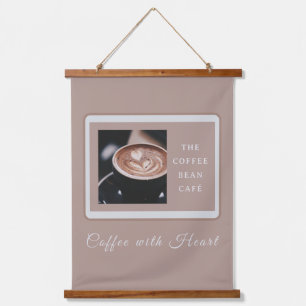 Warm Artisan Kaffee Shop Geschäftsbranding Wandteppich Mit Holzrahmen