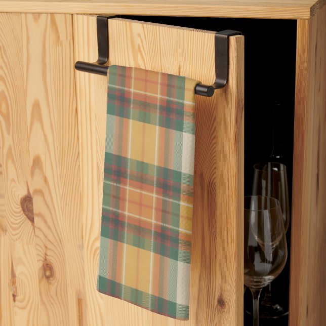 Warm Autumn Harvest Tartan Plaid Pattern Geschirrtuch (Drittel gefaltet)