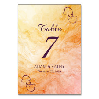 Warm Autumn Marble Table Number Tischnummer