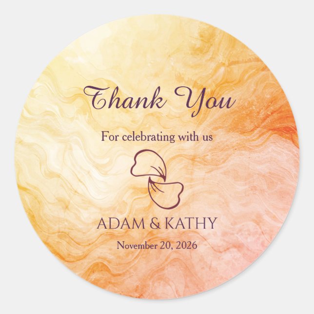 Warm Autumn Marble Wedding Sticker (Vorderseite)