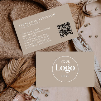 Warm Beige Elegant Benutzerdefiniertes Firmenlogo  Visitenkarte
