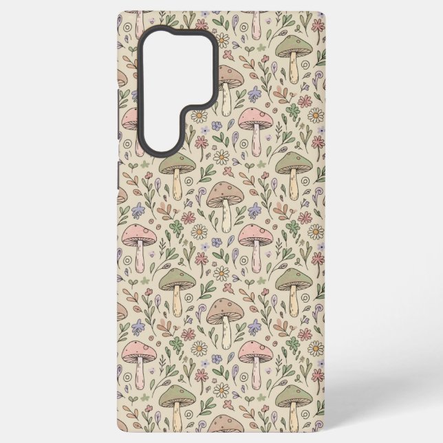 Warm Beige Fungi Seamless Pattern Samsung Galaxy Hülle (Rückseite)