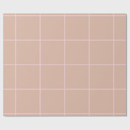 Warm Beige Grid Pattern Minimal Soft Check Design Geschenkpapier