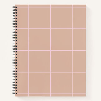 Warm Beige Grid Pattern Minimal Soft Check Design Notizbuch