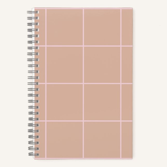 Warm Beige Grid Pattern Minimal Soft Check Design Notizbuch (Vorderseite)