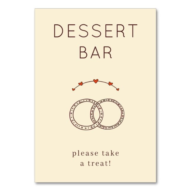 Warm Beige Minimalist Wedding Rings Tischnummer (Vorderseite)