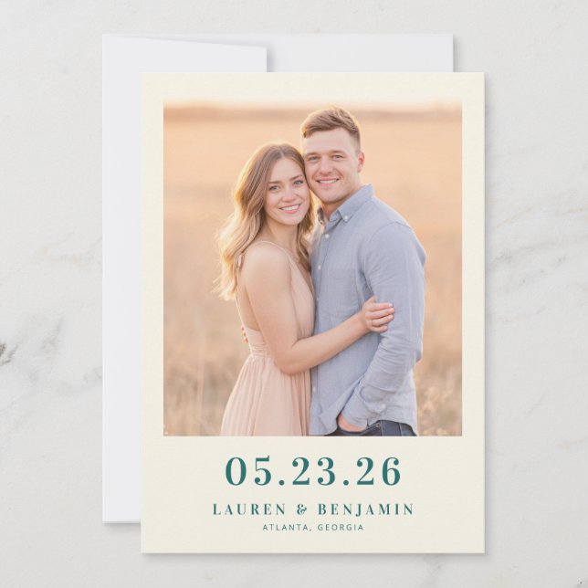 Warm Beige Vintage-Foto Save The Date (Vorderseite)