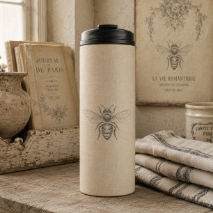 Warm Beige Vintage Französische Landhaus-Stil-Bien Thermosbecher