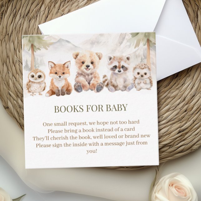 Warm Beige Woodland Books for Baby Shower Card Begleitkarte (Von Creator hochgeladen)