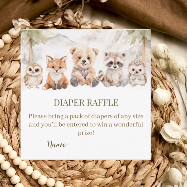 Warm Beige Woodland Diaper Raffle Baby Shower Card Begleitkarte (Von Creator hochgeladen)