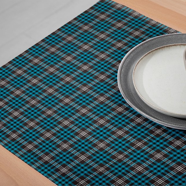 Warm blauer grauer Tartan - Geschenk für Ansammlun Großer Tischläufer (Warm Blue Gray Tartan– Gift for Family Gatherings Long Table Runner)