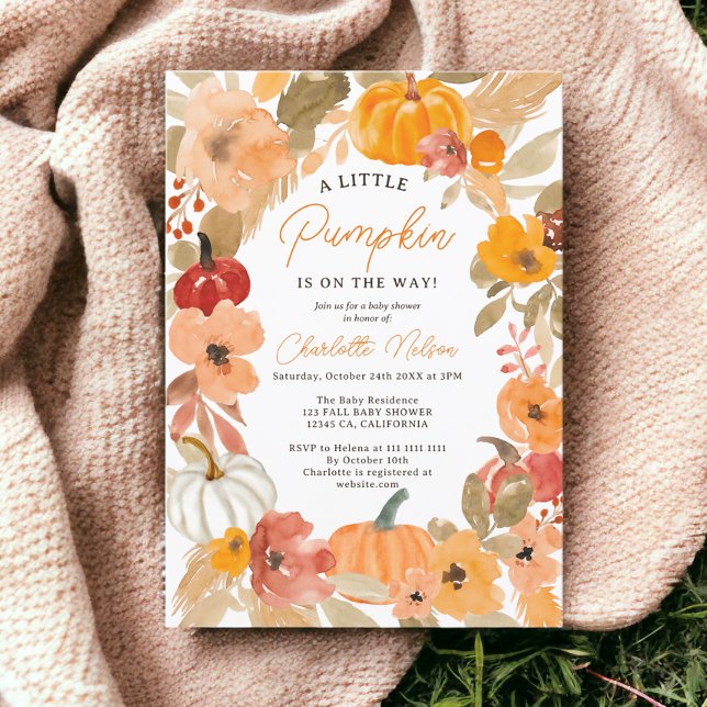 Warm Boho Little pumpkin fall baby shower Einladung (Warm Boho Little pumpkin fall baby shower Invitation)