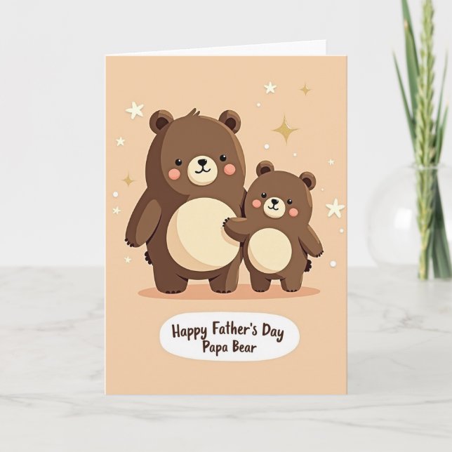 Warm Brown Bear Vatertagskarte Karte (Vorderseite)