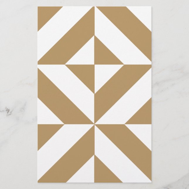 Warm Brown Geometric Deko Cube Pattern Briefpapier (Vorderseite)