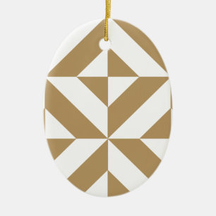 Warm Brown Geometric Deko Cube Pattern Keramik Ornament