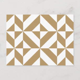 Warm Brown Geometric Deko Cube Pattern Postkarte