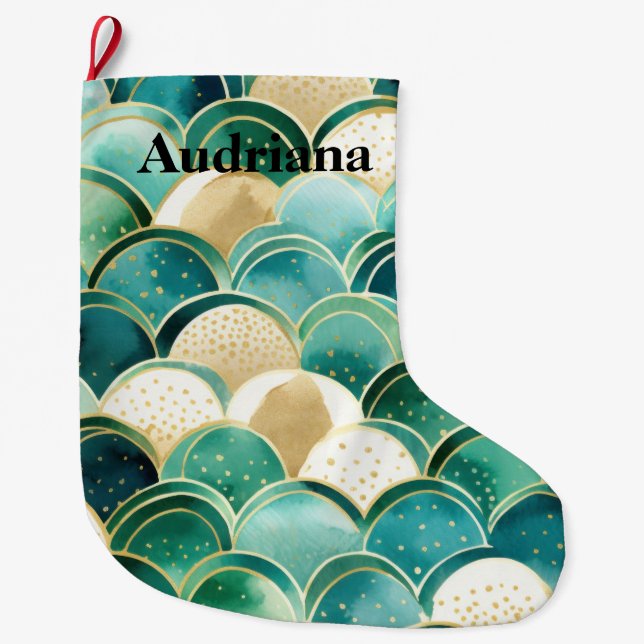 Warm Chic Sage Grüne Minze Großer Weihnachtsstrumpf (Vorderseite)