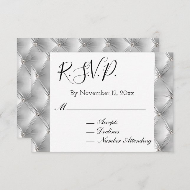 Warm Chic Soft Gray Imitats Velvet Wedding RSVP Begleitkarte (Vorne/Hinten)